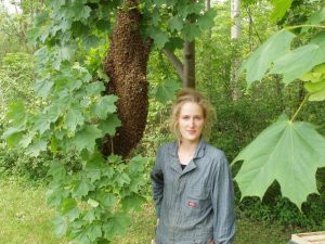 swarm on the left, me the bee-nerd on the right